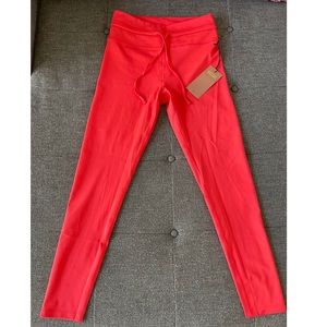 Girlfriend Collective The Iman Drawstring Leggings in Poppy High Rise Tie Front